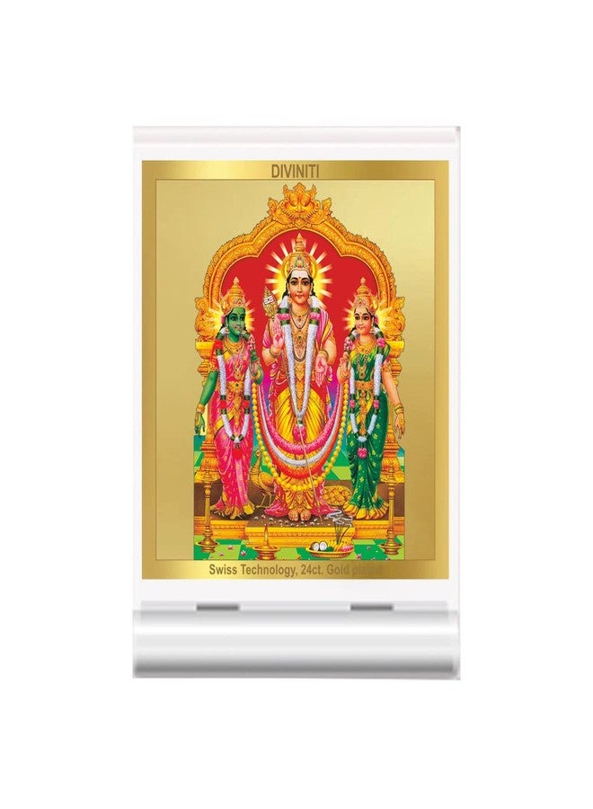 Diviniti Murugan Valli Photo Frame for Car Dashboard, Home Decor, Table Decor| ACF 3A Classic Murugan Valli and 24K Gold Plated Foil| Religious Frame Idol for Pooja, Gifts Items (5.8X4.8CM)
